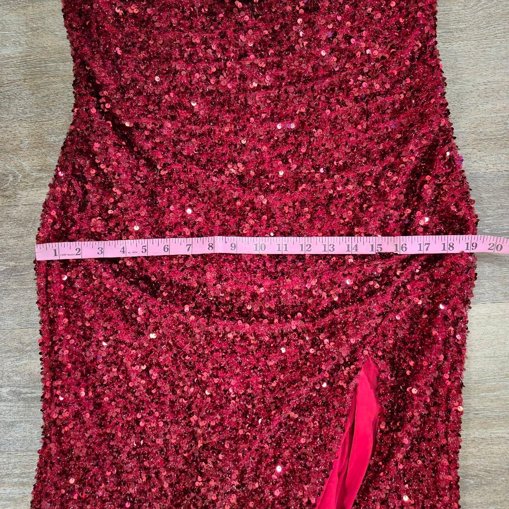 Anny Lee off the shoulder Gown Dress Size Xl‎ Red Sequin - Picture 6 of 9